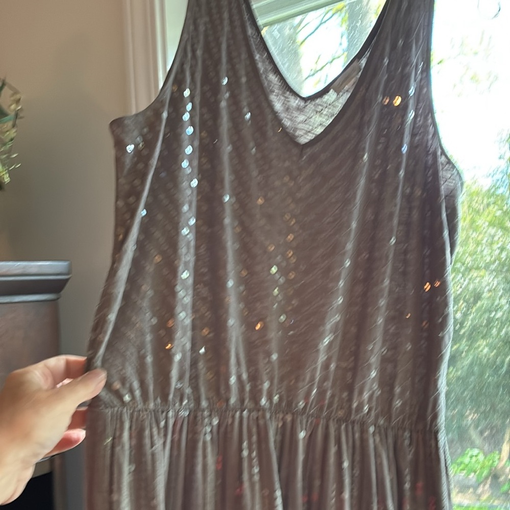 Garnet Hill Silver Sequin Maxi Dress - Picture 5 of 10